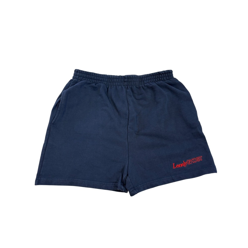 Lonely Ghost Navy Blue Sweat Shorts Red Logo Womens 2X